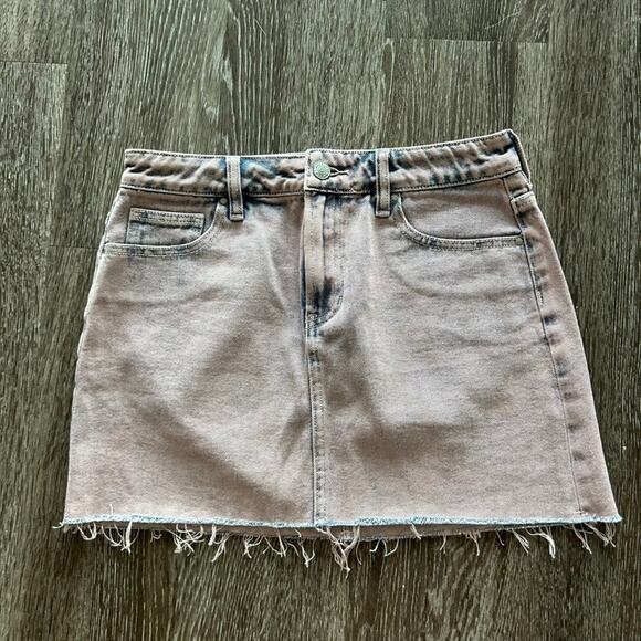 EUC PacSun Faded Purple Denim Low Rise Mini Skirt Size 25 Raw Hem Jean Y2K Style - Picture 10 of 10